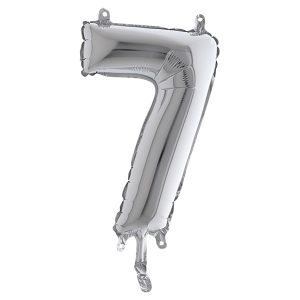 Palloncino - numero 7 - H 36 cm - mylar - argento - Big party - immagine 1