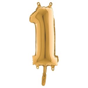 Palloncino - numero 1 - H 36 cm - mylar - oro - Big party - immagine 1