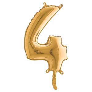 Palloncino - numero 4 - H 36 cm - mylar - oro - Big party - immagine 1