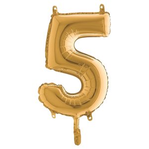 Palloncino - numero 5 - H 36 cm - mylar - oro - Big party - immagine 1
