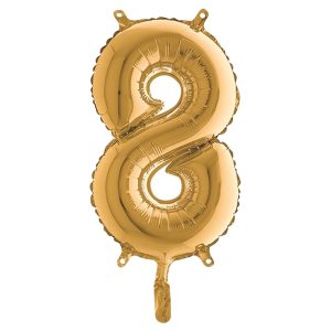 Palloncino - numero 8 - H 36 cm - mylar - oro - Big party - immagine 1