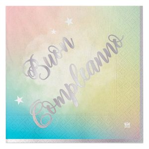 Tovagliolo Soft Rainbow - Buon Compleanno - 33 x 33 cm - carta - Big Party - conf. 20 pezzi - immagine 1