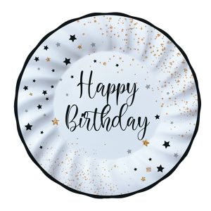 Piatto Happy Birthday - diametro 25 cm - carta - Big Party - conf. 8 pezzi - immagine 1