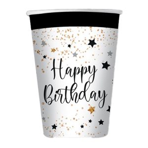 Bicchiere Happy Birthday - 200 ml - carta - Big Party - conf. 8 pezzi - immagine 1