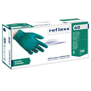 Guanti in nitrile R68 - senza polvere - taglia S - verde - Reflexx - conf. 100 pezzi - immagine 1