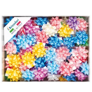Stelle di nastro liscio 6800 - 10 mm x diam. 5 cm - colori assortiti primavera - Brizzolari - conf. 100 pezzi - immagine 1