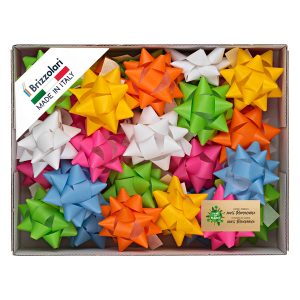 Stelle di nastro similpaper - 20 mm x diam. 9 cm - colori assortiti primavera - Brizzolari - conf. 70 pezzi - immagine 1