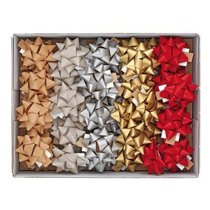 Stelle di nastro carta ecocolor - 15 mm x diam. 6,5 cm - colori assortiti natale - Brizzolari - conf. 50 pezzi - immagine 1