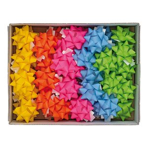 Stelle di nastro ecocolor - 15 mm x diam. 6,5 cm - colori assortiti primavera - Brizzolari - conf. 50 pezzi - immagine 1