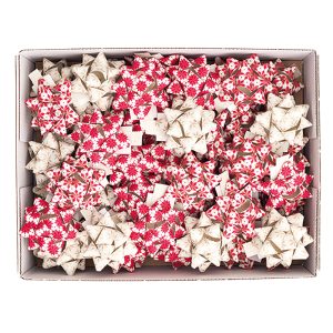 Stelle di nastro carta erba - 15 mm x diam. 6,5 cm - fantasie assortite natale - Brizzolari - conf. 50 pezzi - immagine 1