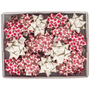 Stelle di nastro carta erba - 20 mm x diam. 9 cm - fantasie assortite natale - Brizzolari - conf. 36 pezzi - immagine 1
