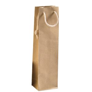 Portabottiglie - maniglie cordino cotone - 12 x 39 + 9 cm - 160 gr - carta kraft - avana - PNP - conf. 12 pezzi - immagine 1