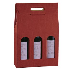 Scatola - 3 bottiglie - 27 x 9 x 38,5 cm - cartone seta - bordeaux - Scotton - immagine 1