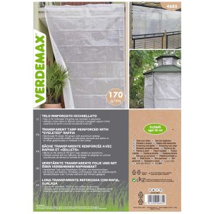 Telo occhiellato - per coperture - 3 x 3 m - PE/rafia - bianco - Verdemax - immagine 2