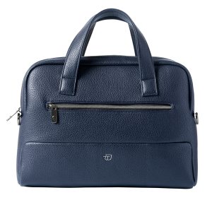Borsa slim Gate Trended - con manici - 41 x 30 x 7 cm - ecopelle - blu - InTempo - immagine 1
