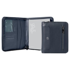 Portablocco Gate Trended - 19 x 23 cm - f.to utile A5 - ecopelle - blu - InTempo - immagine 1