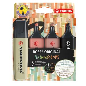 Evidenziatori Stabilo Boss NatureColors - tratto 2 + 5 mm - colori assortiti - Stabilo - astuccio 4 pezzi - immagine 1