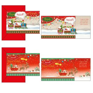 Biglietto auguri Babbo Natale - verticale - fantasie assortite - Kartos - immagine 1