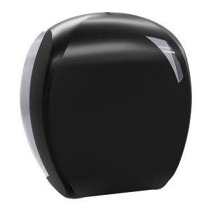 Dispenser per carta igienica Mini Jumbo Skin Carbon - 29,6 x 13,5 x 27,7 cm - rotolo diametro 24 cm - nero - Mar Plast - immagine 1