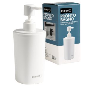 Dispenser sapone liquido Pronto Bagno - diametro 8 cm - 450 ml - PPL - bianco - Perfetto - immagine 1