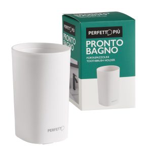 Bicchiere porta spazzolini Pronto Bagno - diametro 8 cm - H 12,5 cm - PPL - bianco - Perfetto - immagine 1