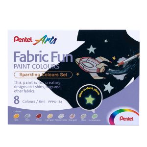 Colore in tubetto per tessuto Fabric Fun - colori sparkling assortiti - Pentel - conf. 8 pezzi - immagine 1