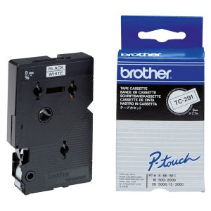 Brother - Nastro - Nero/Bianco - TC291 - 9mm x7,7mt - immagine 1