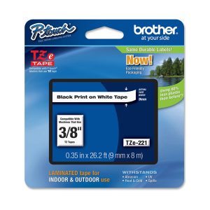 Brother - Nastro - Nero/Bianco -TZE221 - 9mm x 8mt - immagine 1
