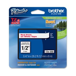 Brother - Nastro - Rosso/Bianco -TZE222 -12mm x 8mt - immagine 1