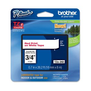 Brother - Nastro - Rosso/Bianco - TZE242 - 18mm x 8mt - immagine 1