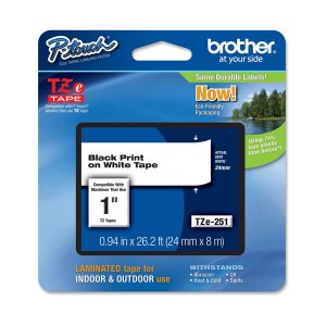 Brother - Nastro - Nero/Bianco - TZE251 - 24mm x 8mt - immagine 1