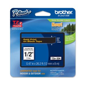 Brother - Nastro - Oro/Nero - TZE334 - 12mm x 8mt - immagine 1