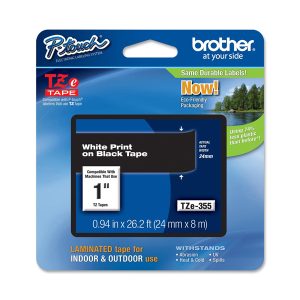 Brother - Nastro - Bianco/Nero - TZE355 - 24mm x 8mt - immagine 1