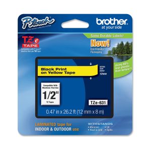 Brother - Nastro -  Nero/Giallo - TZE631 - 12mm x 8mt - immagine 1