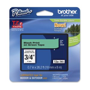 Brother - Nastro -  Nero/Verde - TZE741 - 18mm x 8mt - immagine 1