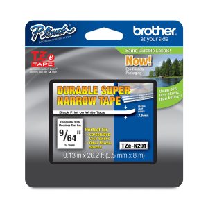 Brother - Nastro non laminato - Nero/Bianco - TZEN201 - 3,5mm x 8mt - immagine 1
