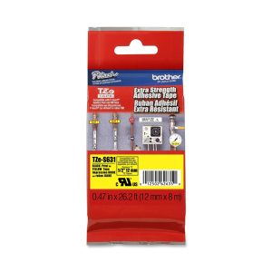 Brother - Nastro con adesivo resistente - Nero/Giallo - TZES631 - 12mm x 8mt - immagine 1