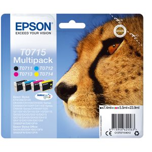 Epson - Multipack Cartuccia ink - C/M/Y/K - T0715 - C13T07154012 - C/M/Y 5,5ml - K 7,4ml - immagine 1