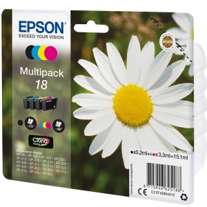 Epson - Multipack Cartuccia ink - 18 - C/M/Y/K - C13T18064012 - C/M/Y 3,3ml cad - K 5,2ml - immagine 1
