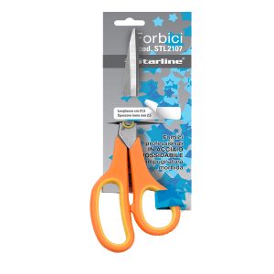 Forbici - 21,5 cm - lama in acciaio - impugnatura gomma morbida - arancione - Starline - immagine 1