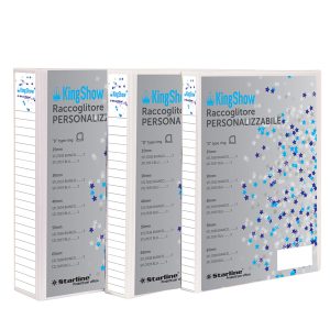 Raccoglitore personalizzabile KingShow - 4 anelli a D 65 mm - dorso 8 cm - 22x30 cm - bianco -Starline - immagine 1