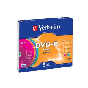 Verbatim - Scatola 5 DVD-R - slim Case - serigrafato colorato - 43557 - 4,7GB - immagine 1
