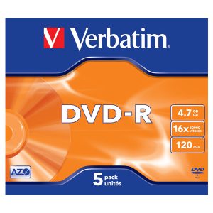 Verbatim - Scatola 5 DVD-R - Jewel case - serigrafato - 43519 - 4,7GB - immagine 1