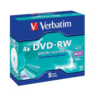 Verbatim - Scatola 5 DVD-RW - Jewel Case - serigrafato - 43285 - 4,7GB - immagine 1