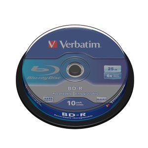 Verbatim - Scatola 10 DVD Blu Ray BD-R SL - Jewel Case - Bianco/Blu - 43742 - 25GB - immagine 1