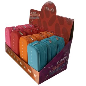 Astuccio 2 zip Monocromo -  21 x 5 x 9 cm - silicone/poliestere - colori assortiti - Pigna - immagine 2