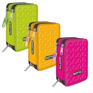Astuccio 3 zip collezione Stilnovo - 19,5 x 7,5 x 12,9 cm - PL- colori neon assortiti - Giotto - immagine 1