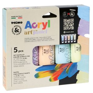 Colori Acryl - 75 ml - colori pastel assortiti - Primo - astuccio 5 colori - immagine 1