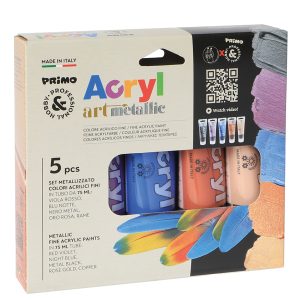Colori Acryl - 75 ml - colori metal assortiti - Primo - astuccio 5 colori - immagine 1