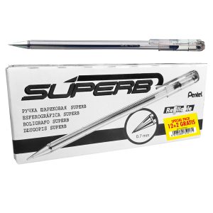 Penna a sfera Super B - punta 0,7 mm - nero - Pentel - promo pack 12+2 pezzi - immagine 1